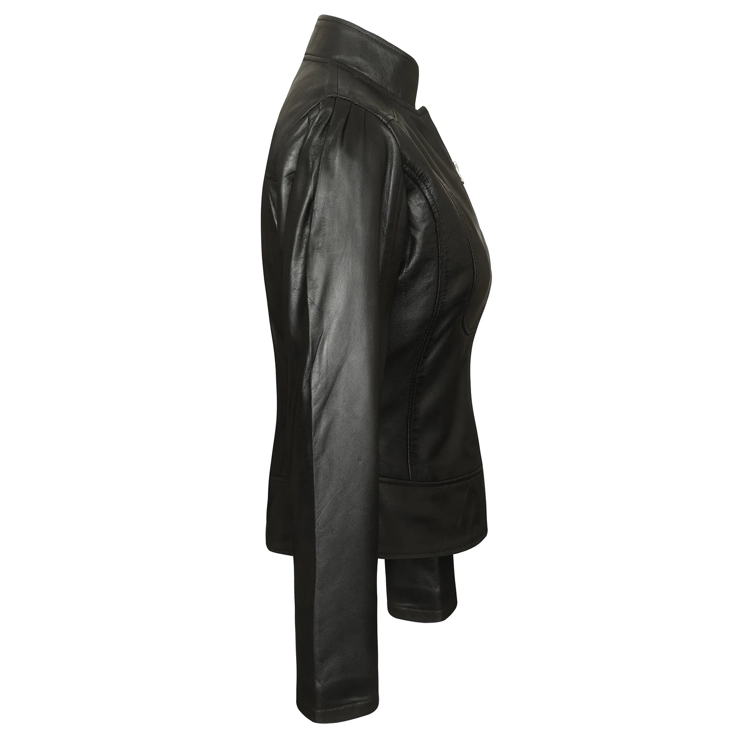 Ladies Premium Soft Lightweight Black Fitted Leather Jacket