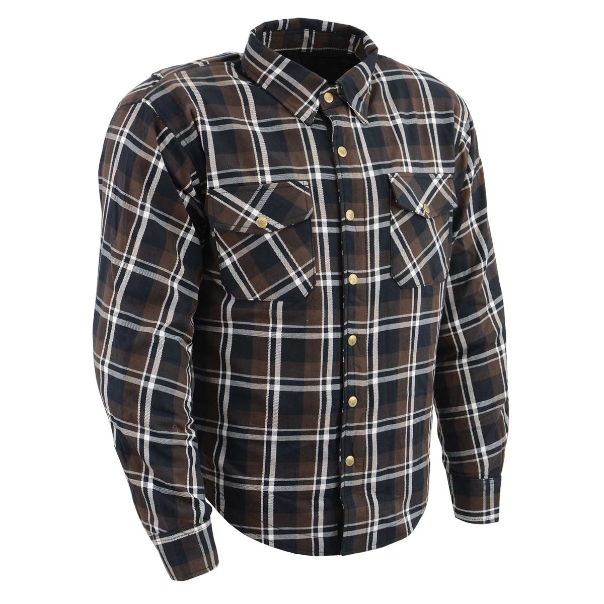 Men's Plaid Flannel Biker Shirt with CE Approved Armor - Reinforced w/ Aramid Fiber