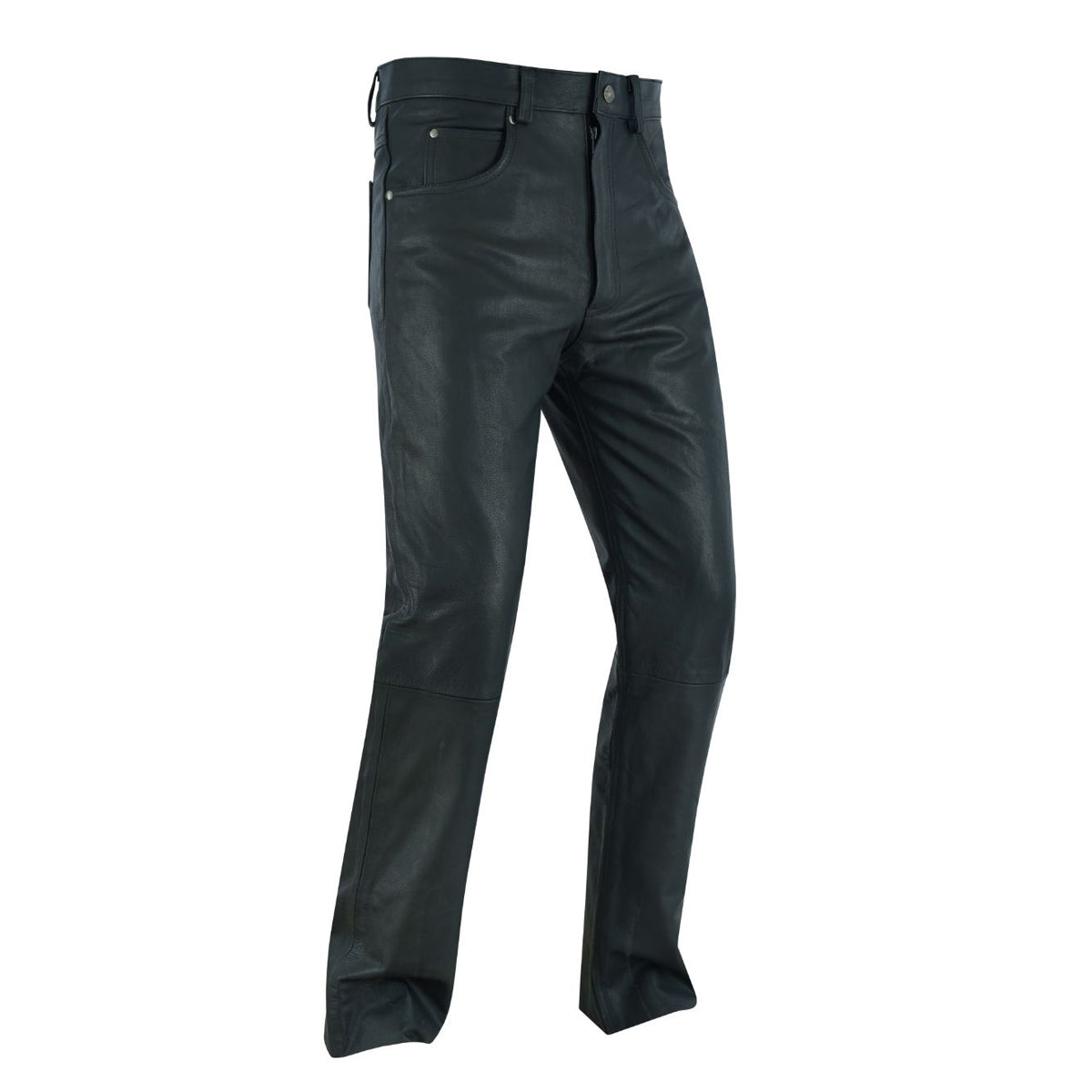 Five Pockets Cowhide Biker Leather Pants