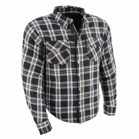 Men's Plaid Flannel Biker Shirt with CE Approved Armor - Reinforced w/ Aramid Fiber