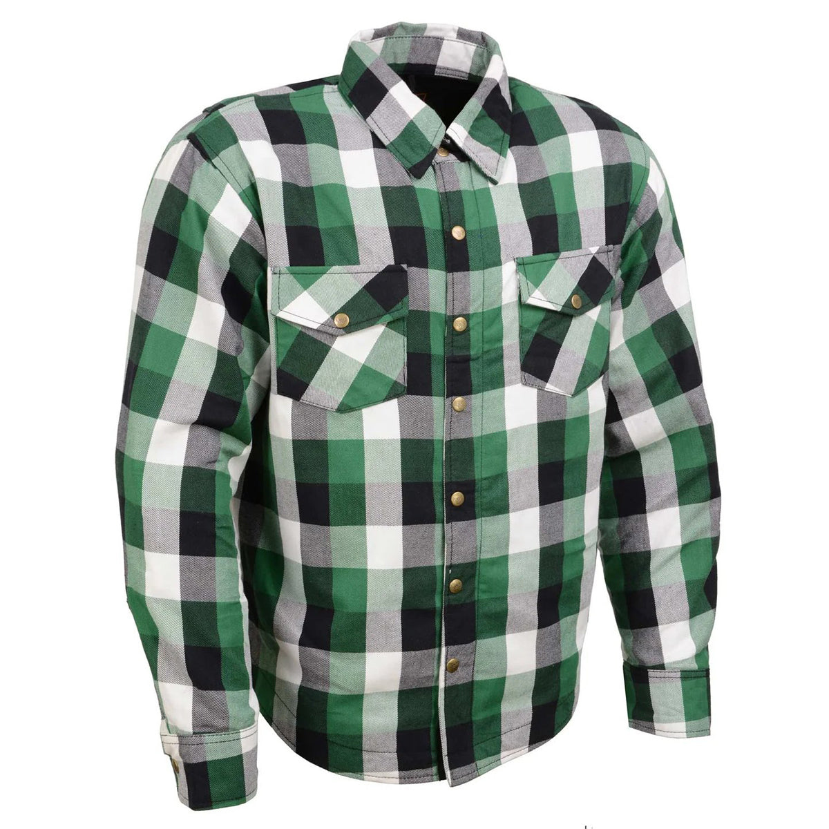 Men's Plaid Flannel Biker Shirt with CE Approved Armor - Reinforced w/ Aramid Fiber