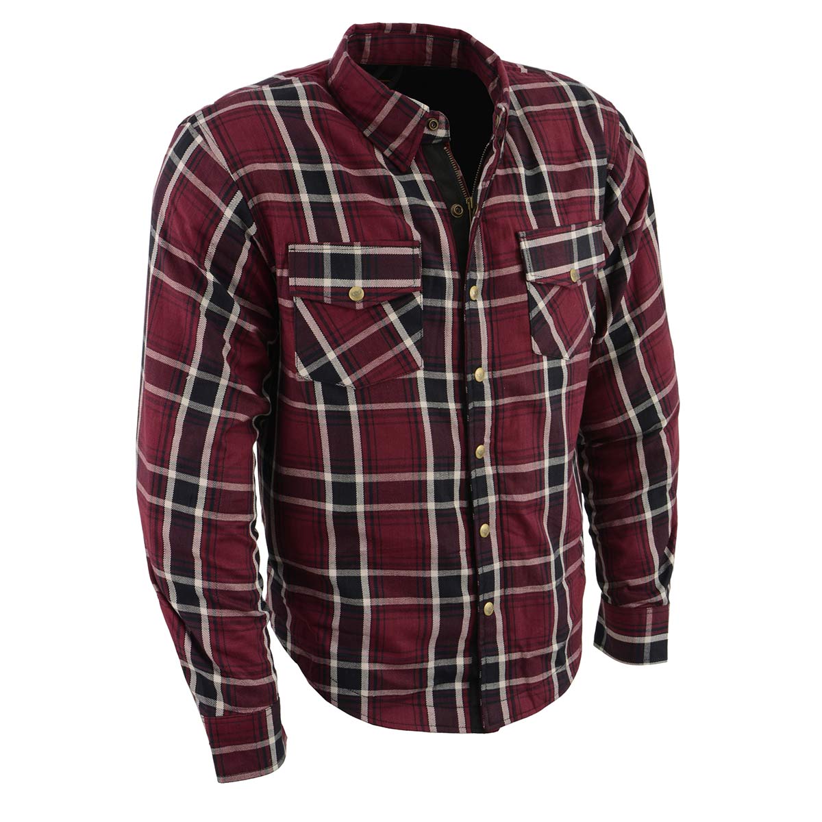 Men's Plaid Flannel Biker Shirt with CE Approved Armor - Reinforced w/ Aramid Fiber