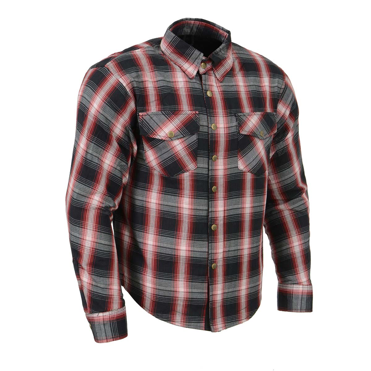 Men's Plaid Flannel Biker Shirt with CE Approved Armor - Reinforced w/ Aramid Fibers