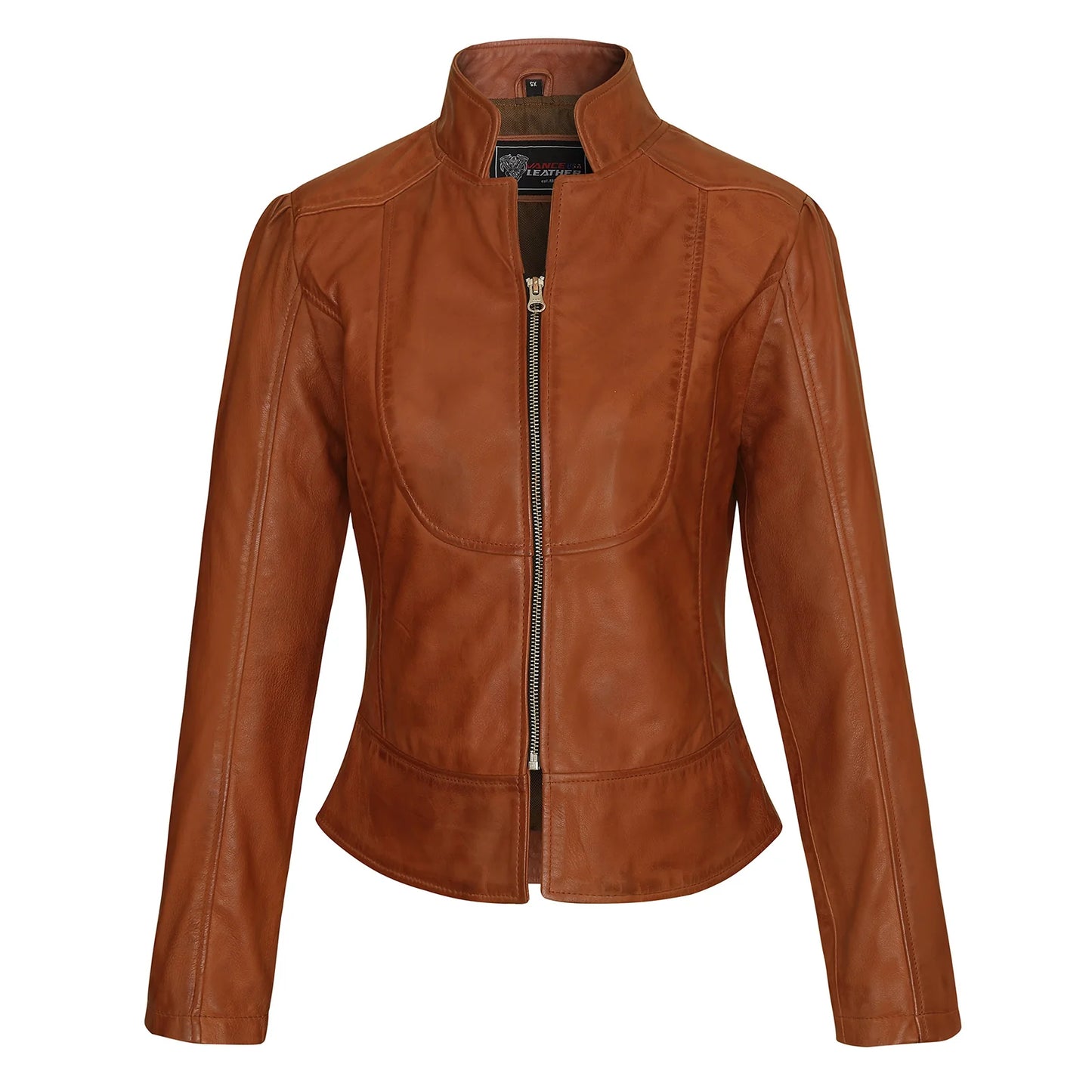 Ladies Premium Soft Lightweight Brown Fitted Leather Jacket