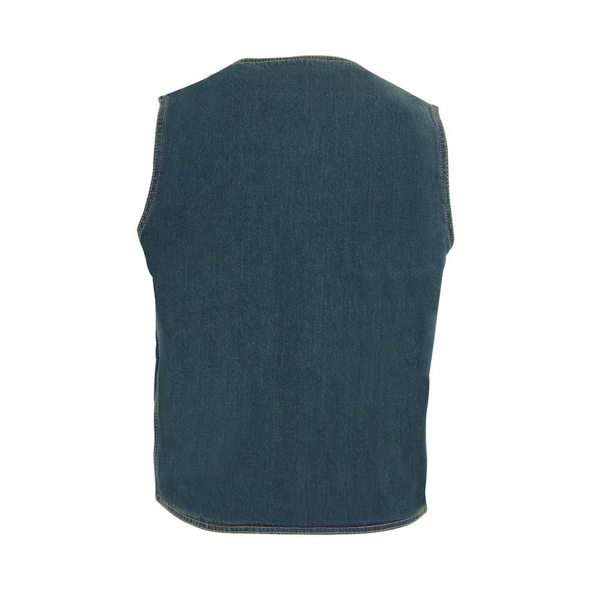 Men's Blue Denim Classic Snap Front Biker Vest