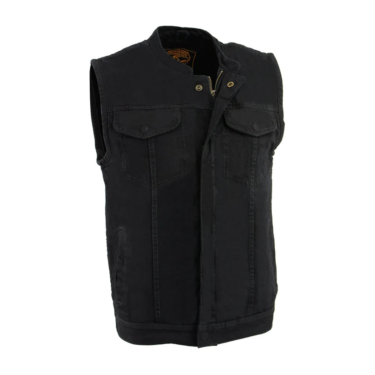 Men's Black Denim ‘Quick Draw’ Dual Closure Club Style Vest