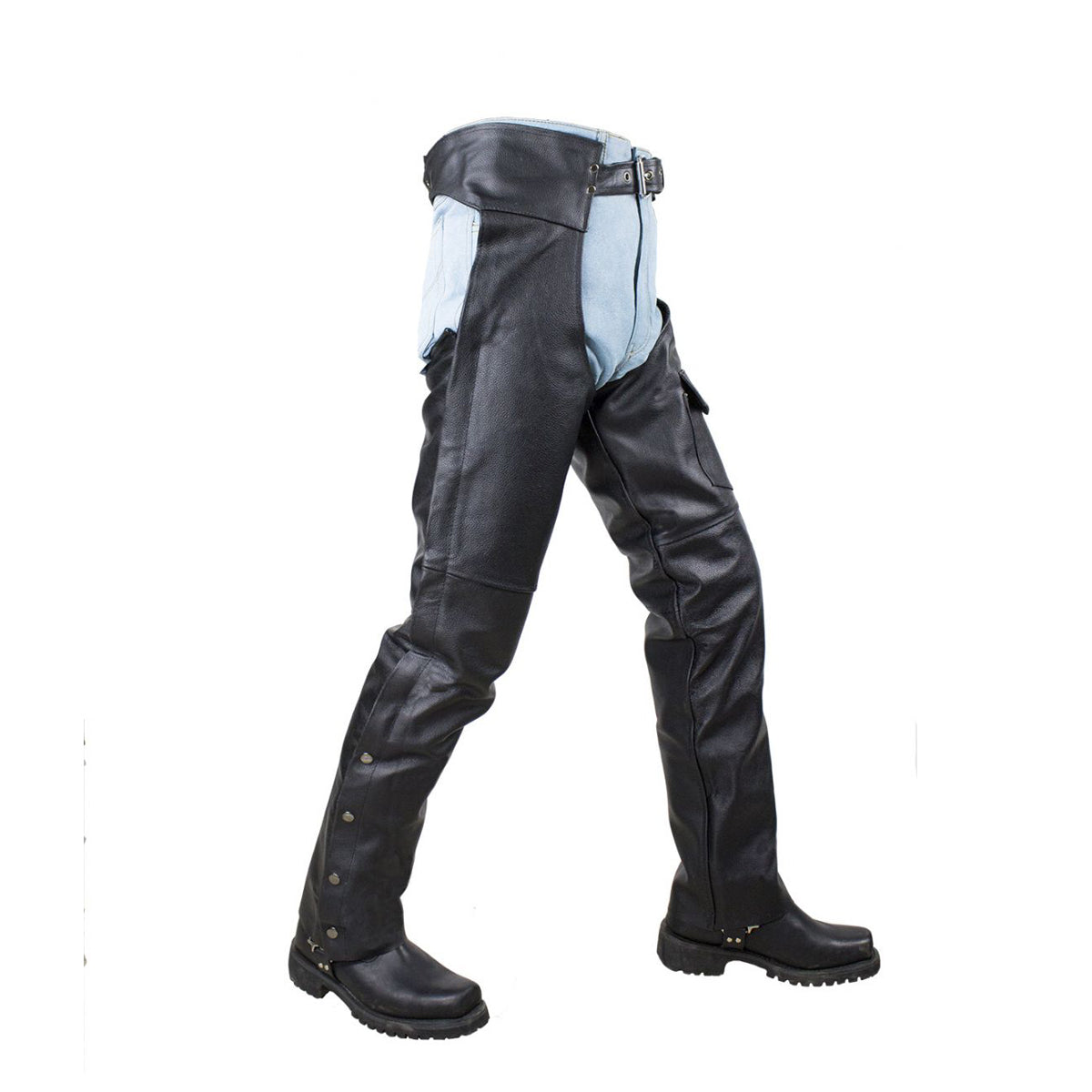 Plain Black Split Leather Chaps