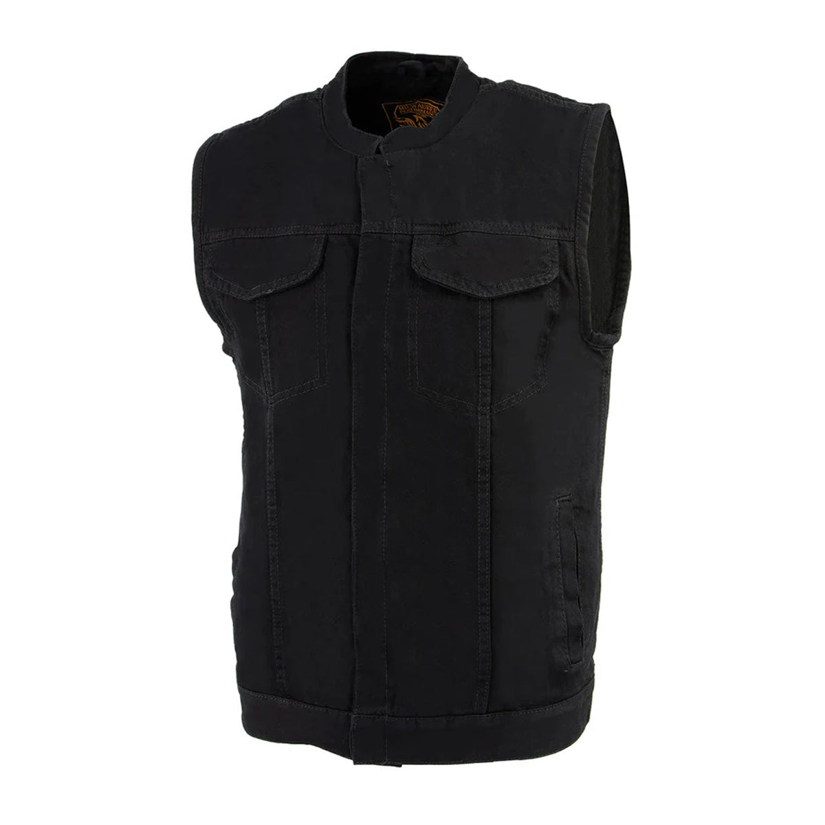 Men's Black Denim ‘Quick Draw’ Dual Closure Club Style Vest