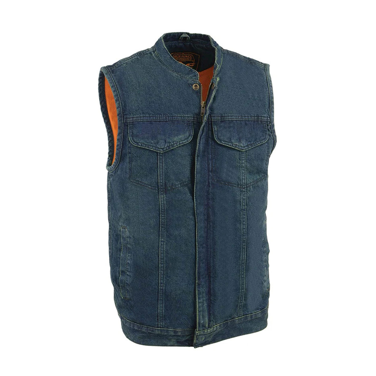 Men's Blue Denim ‘Quick Draw’ Dual Closure Club Style Vest