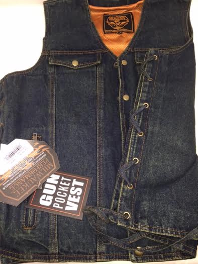 Men's Blue Side Lace Denim Vest with Chest Pockets