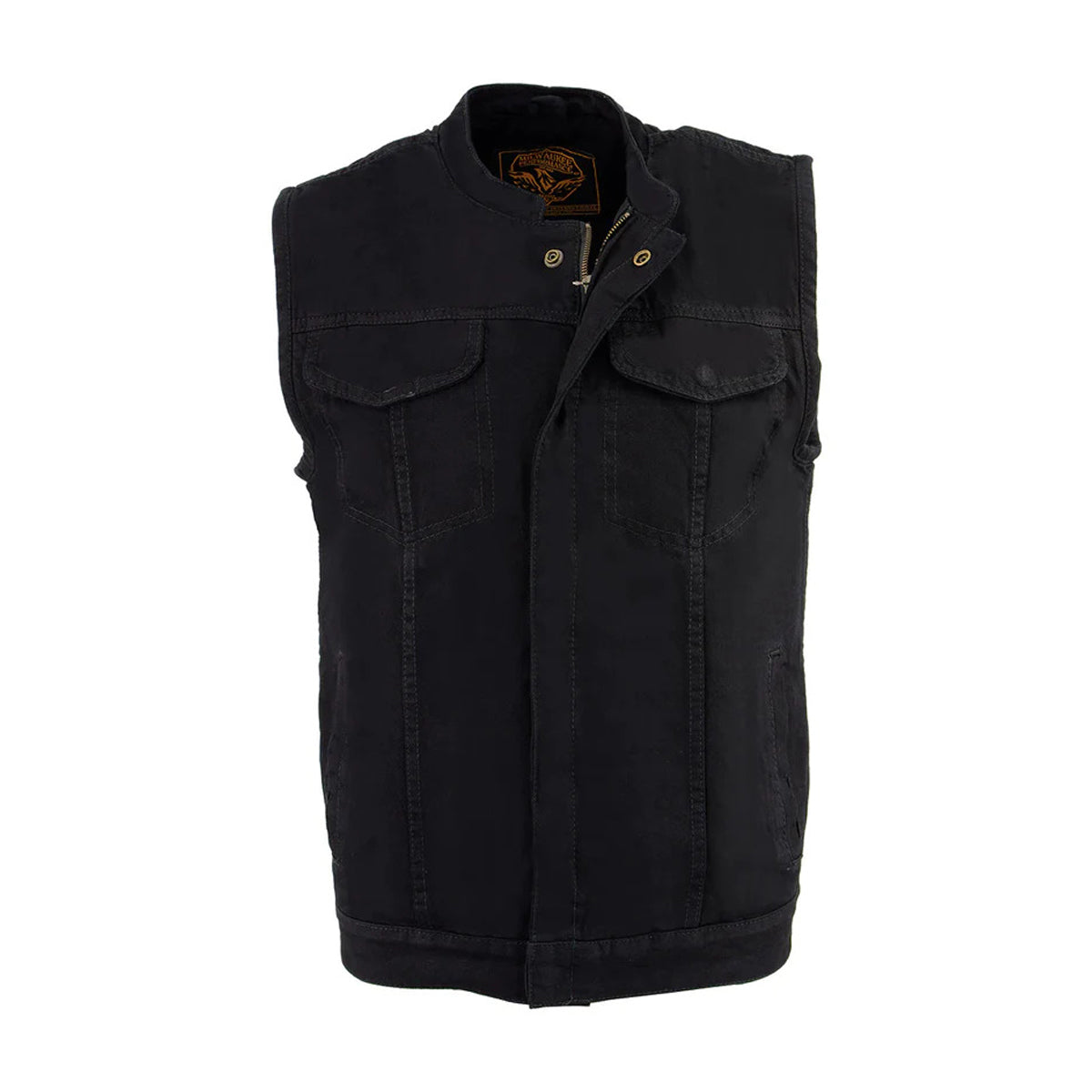 Men's Black Denim ‘Quick Draw’ Dual Closure Club Style Vest