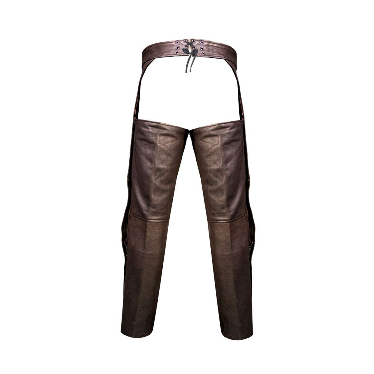 Mens Brown Leather Motorcycle Chaps Premium Cowhide Leather