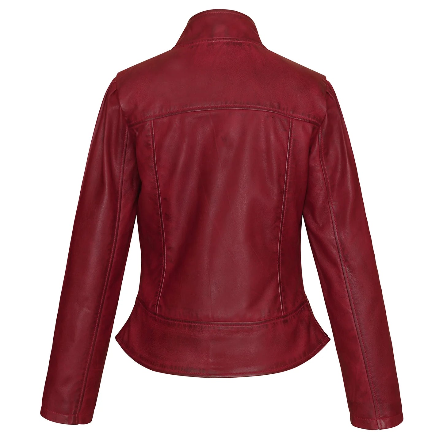 Ladies Premium Soft Lightweight Burgundy Fitted Leather Jacket