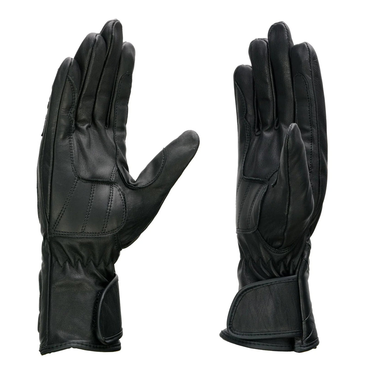 Men's Black Leather Gauntlet Racing Motorcycle Hand Gloves with Wrist and Knuckle Padding Protection