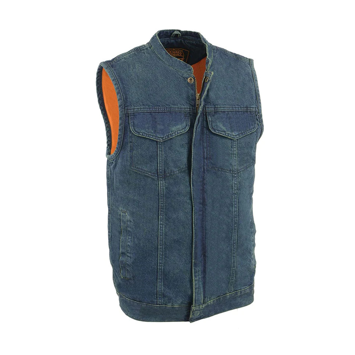 Men's Blue Denim ‘Quick Draw’ Dual Closure Club Style Vest