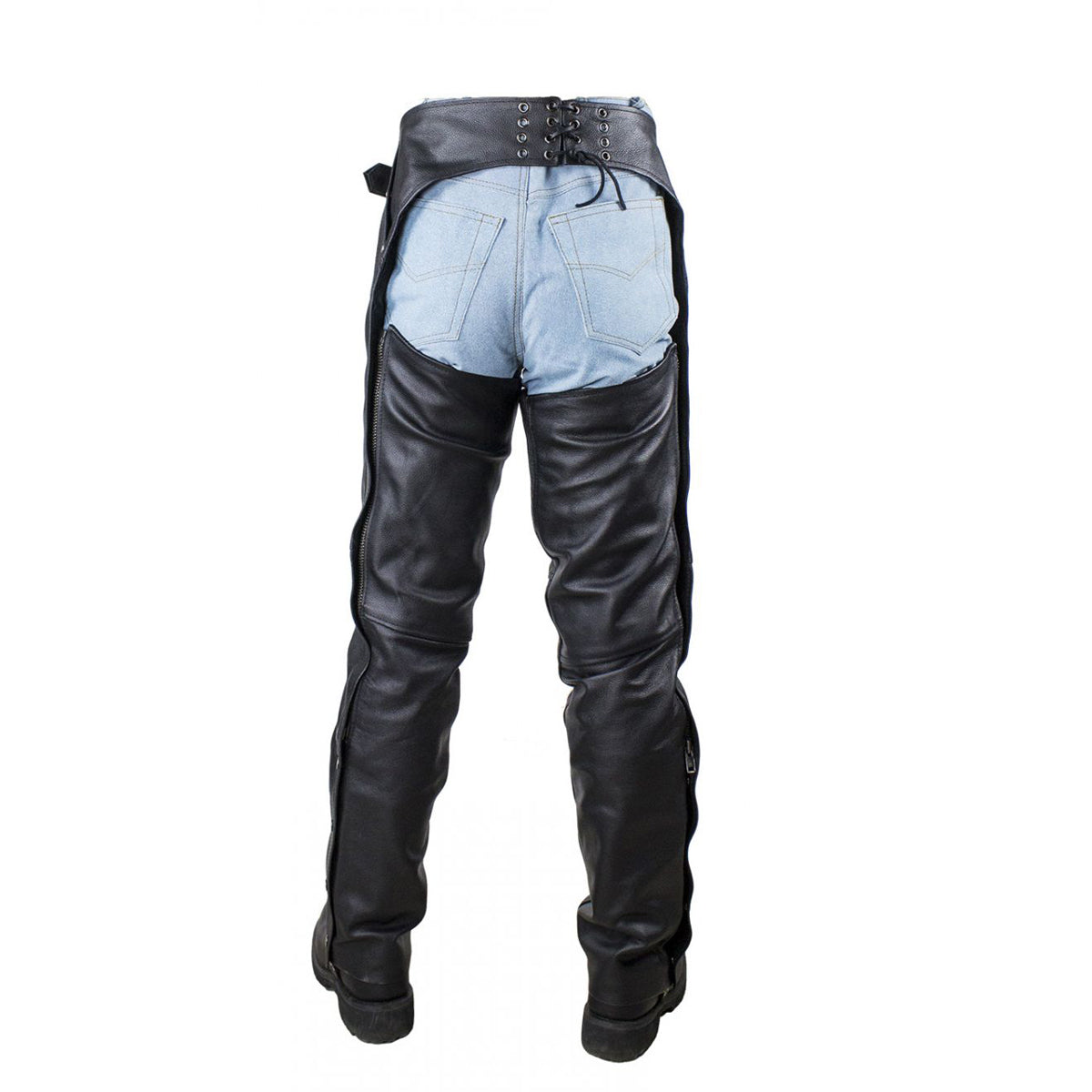 Black Multi-Pocket Premium Cowhide Leather Chaps