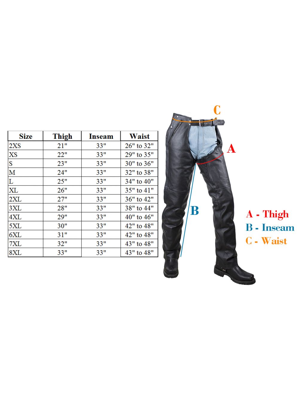 Black Multi-Pocket Premium Cowhide Leather Chaps