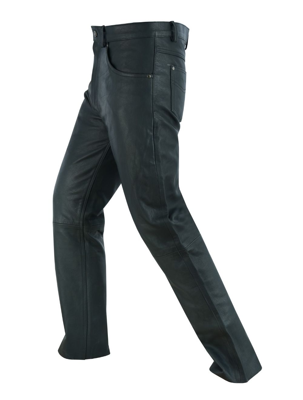 Five Pockets Cowhide Biker Leather Pants