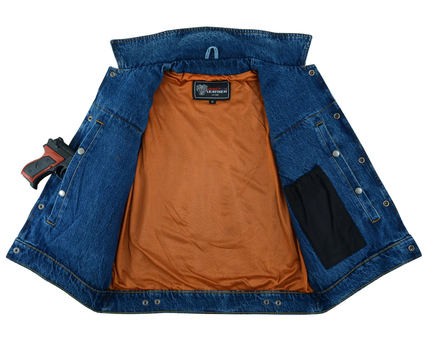 Men's Blue Denim Vest with Collar