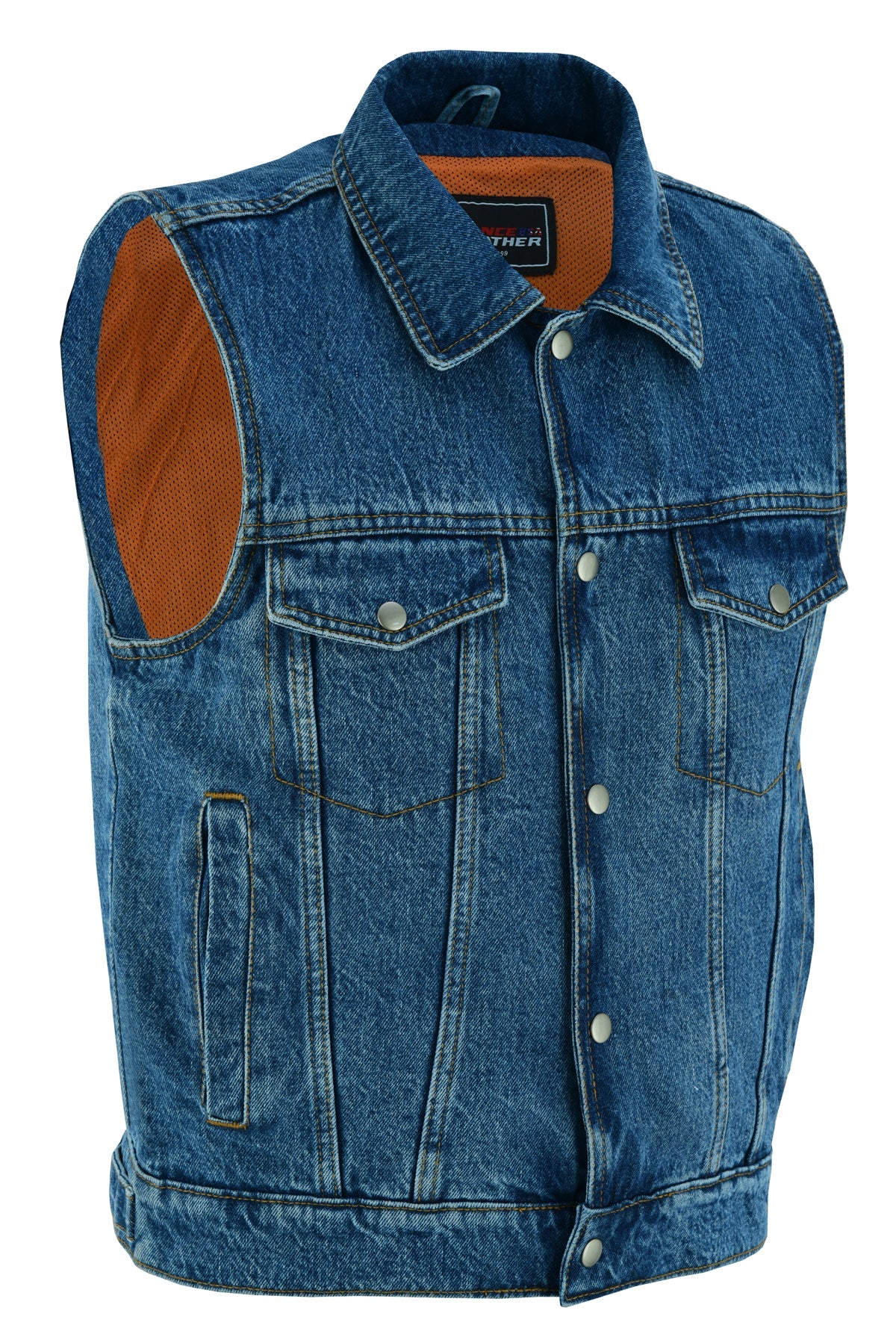 Men's Blue Denim Vest with Collar