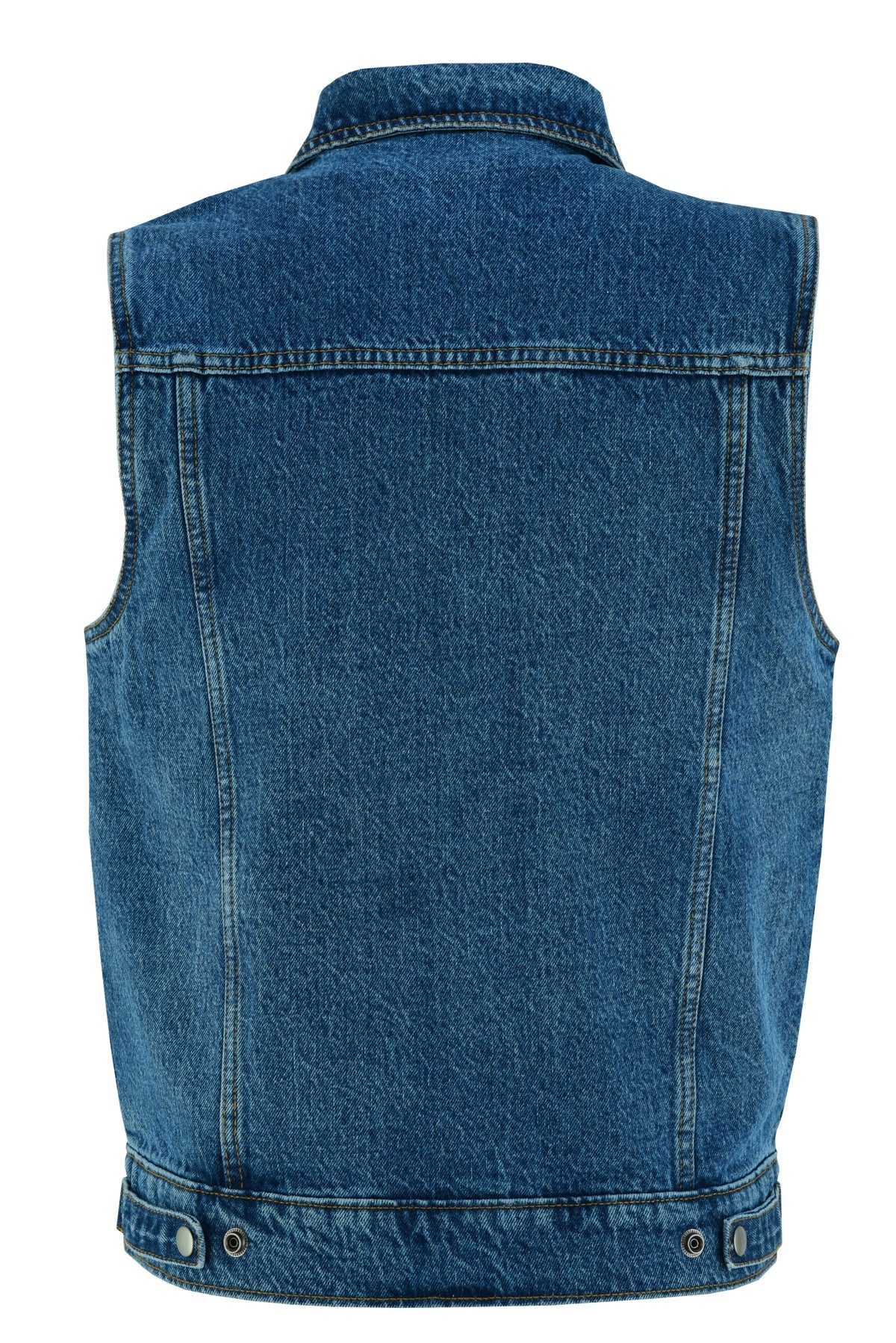 Men's Blue Denim Vest with Collar