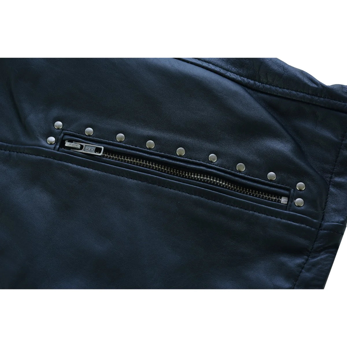 High Mileage Ladies Black Fringe and Rivet Leather Jacket