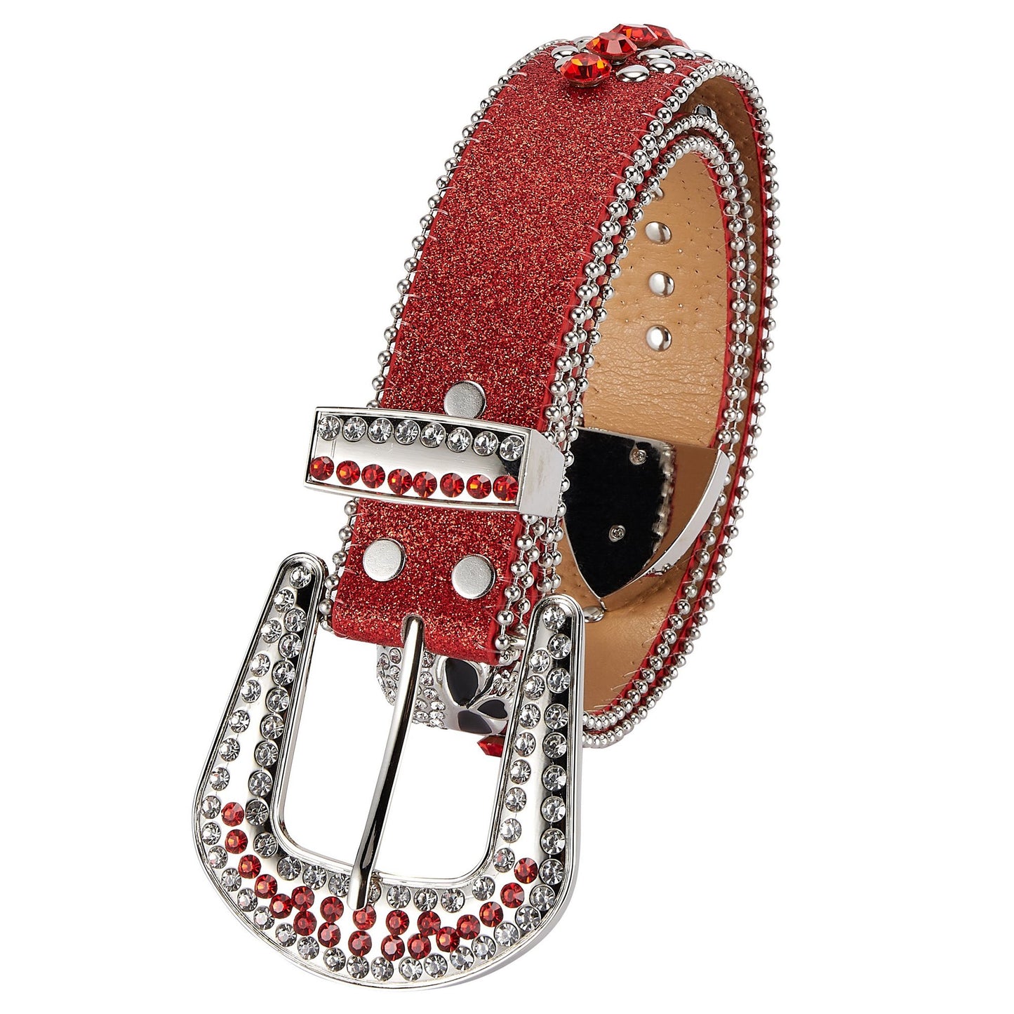 Premium Strap Men Women Western Fashion Red Bling Bling Rhinestones Diamond Belts