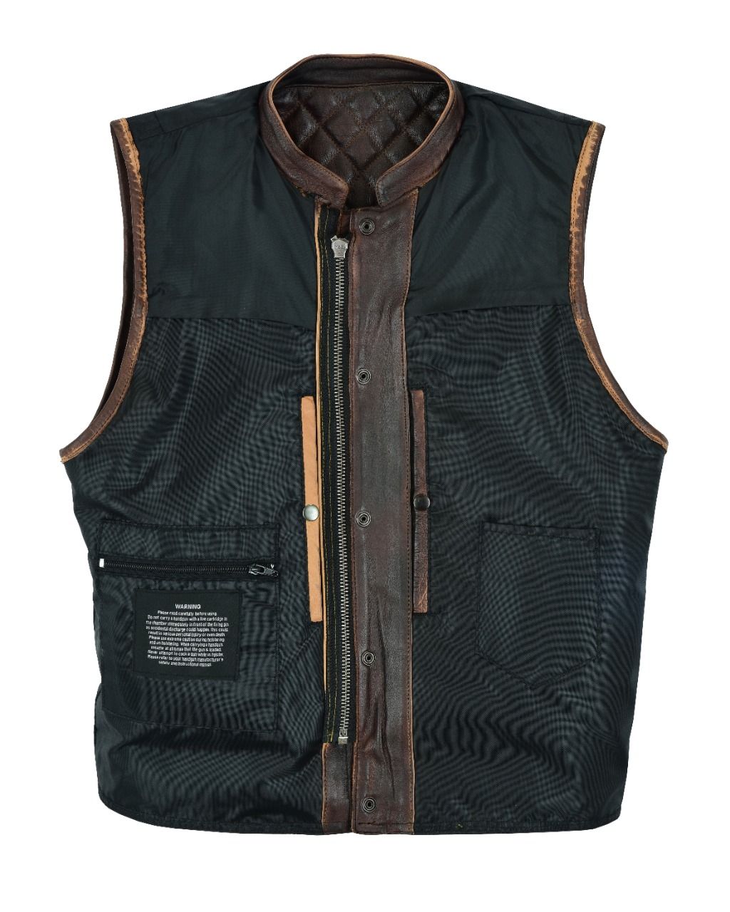 Mens Distress Brown Club Vest Premium Naked Cowhide Leather