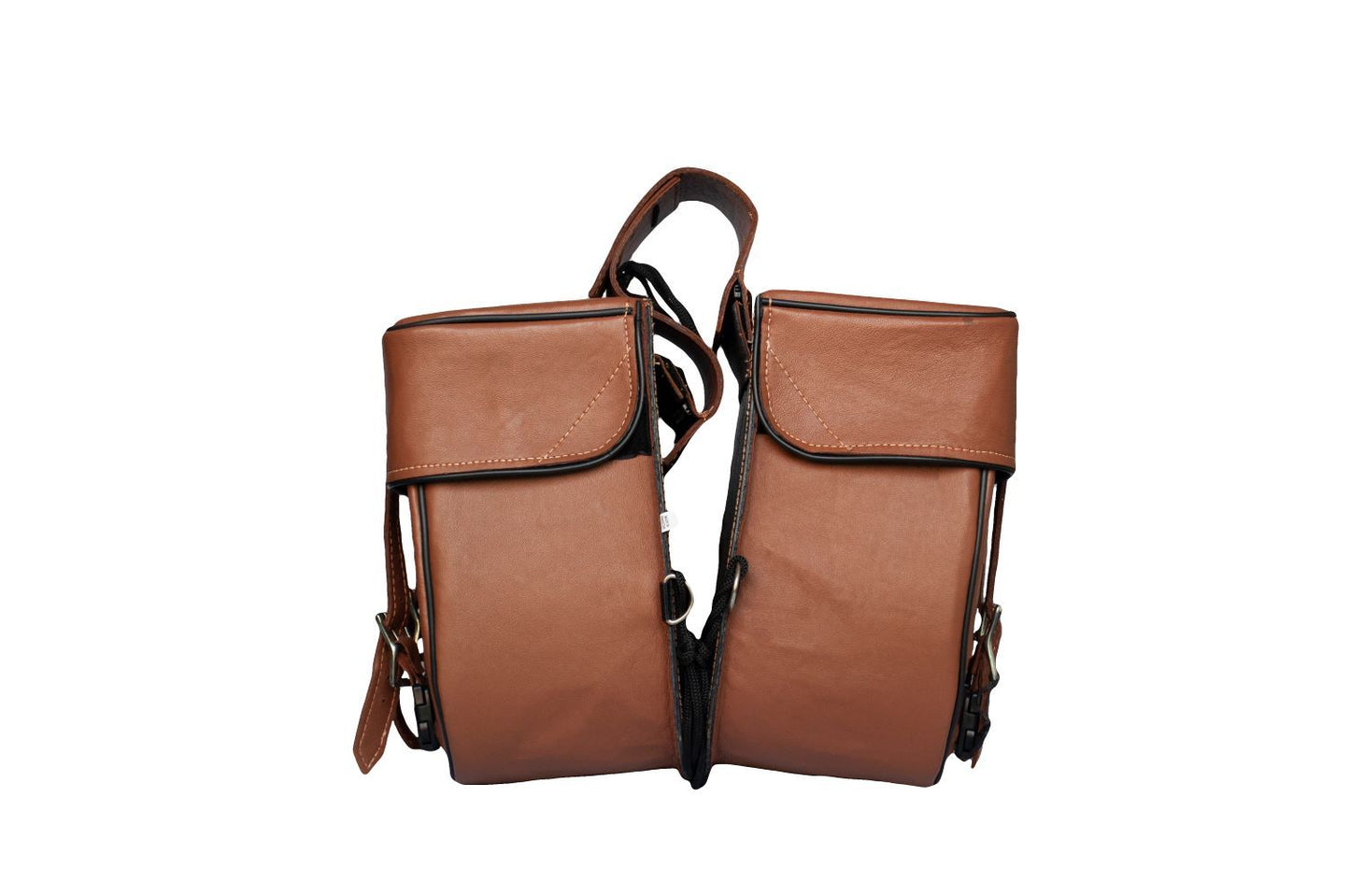 Genuine Premium Naked Brown Leather Concealed Carry Motorcycle Saddlebags