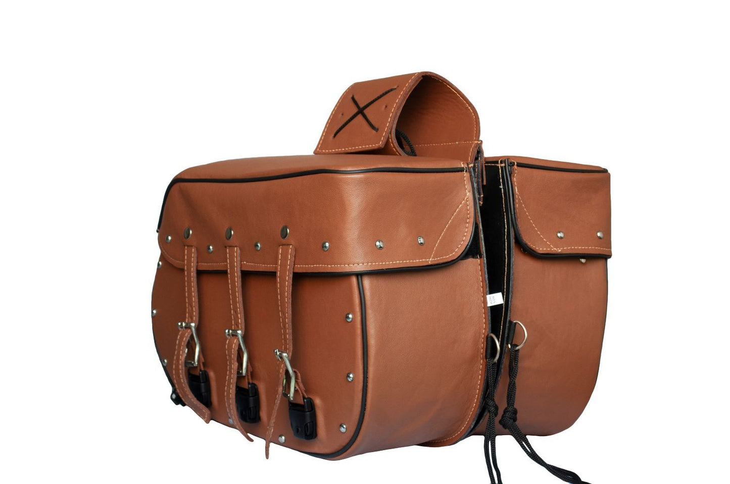 Genuine Premium Naked Brown Leather Concealed Carry Motorcycle Saddlebag