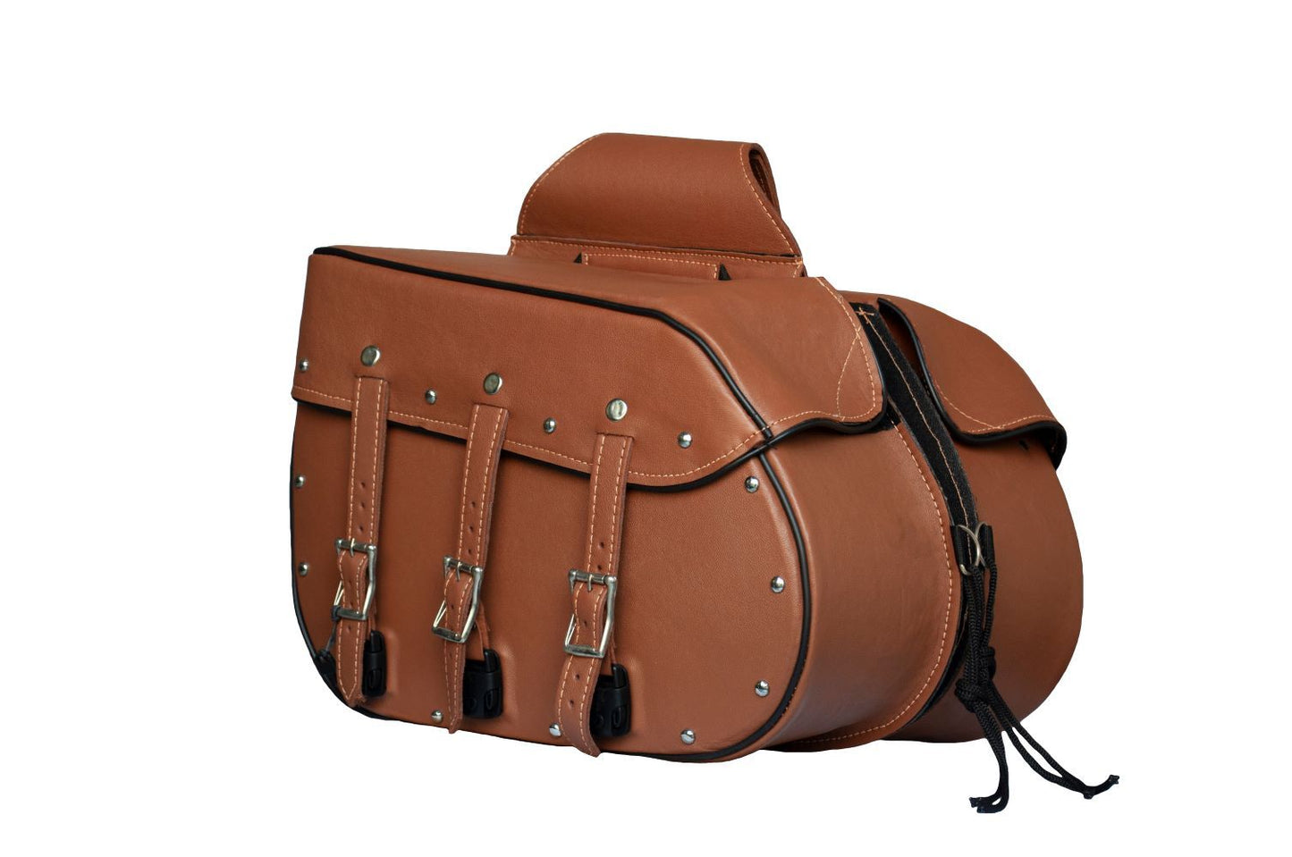 Genuine Premium Naked Brown Leather Concealed Carry Motorcycle Saddlebag