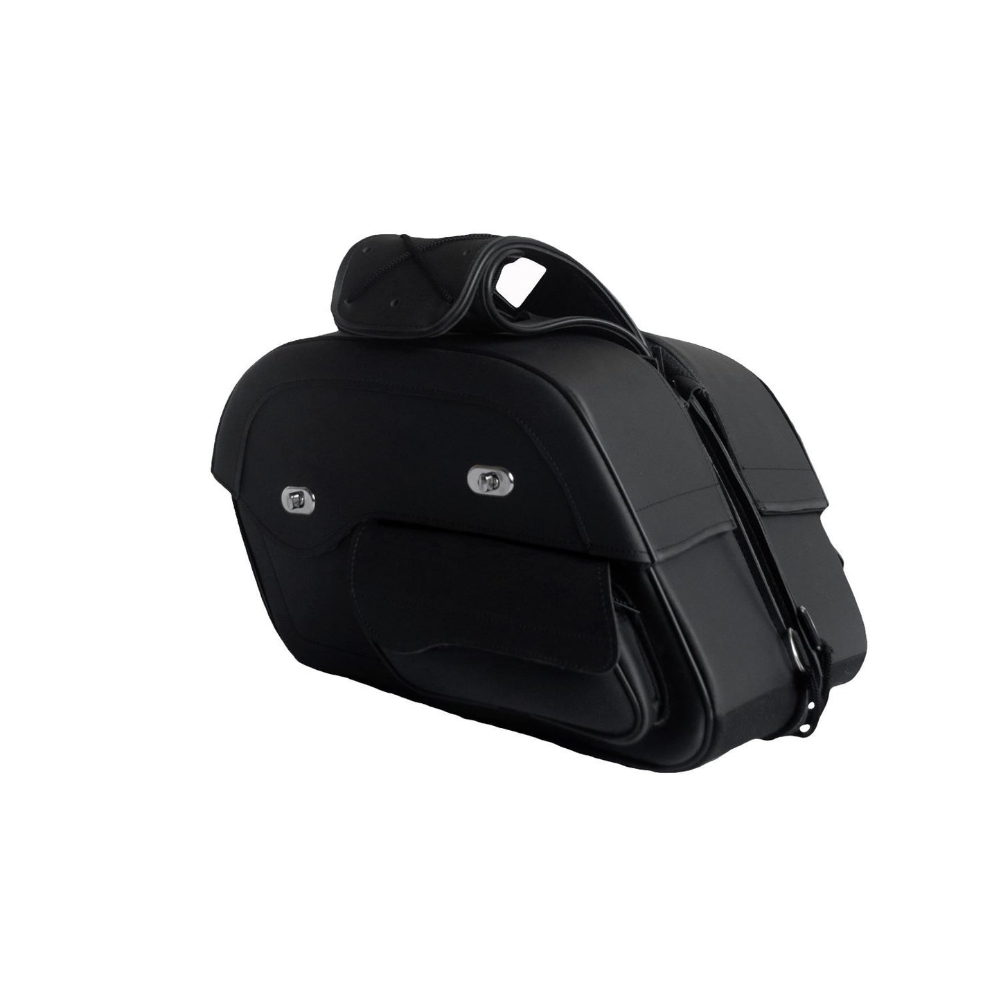 Black No-Stud Motorcycle Slant Saddlebag