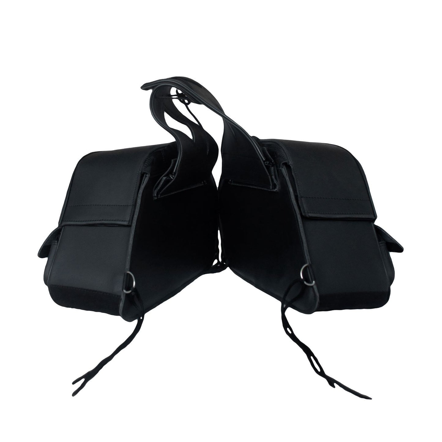 Black No-Stud Motorcycle Slant Saddlebag