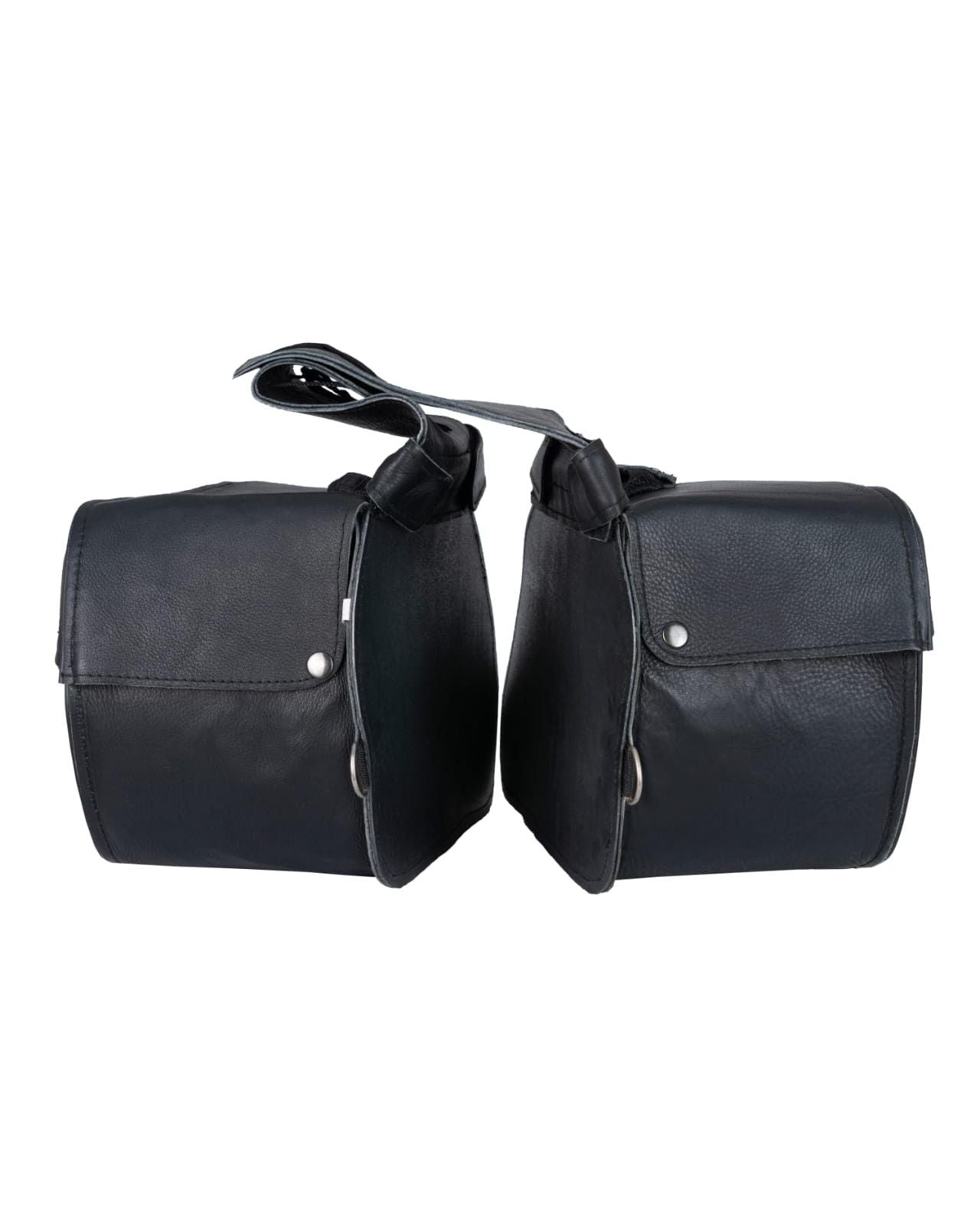 Black Motorcycle Leather Saddlebags with Studs