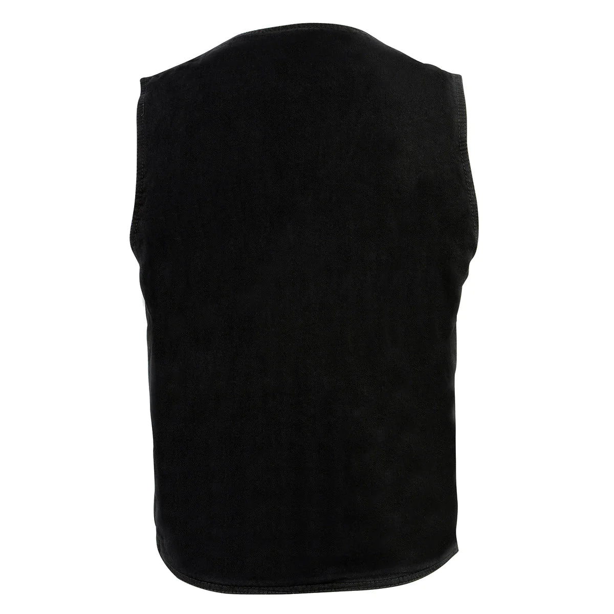 Men's Black Denim Classic Snap Front Biker Vest