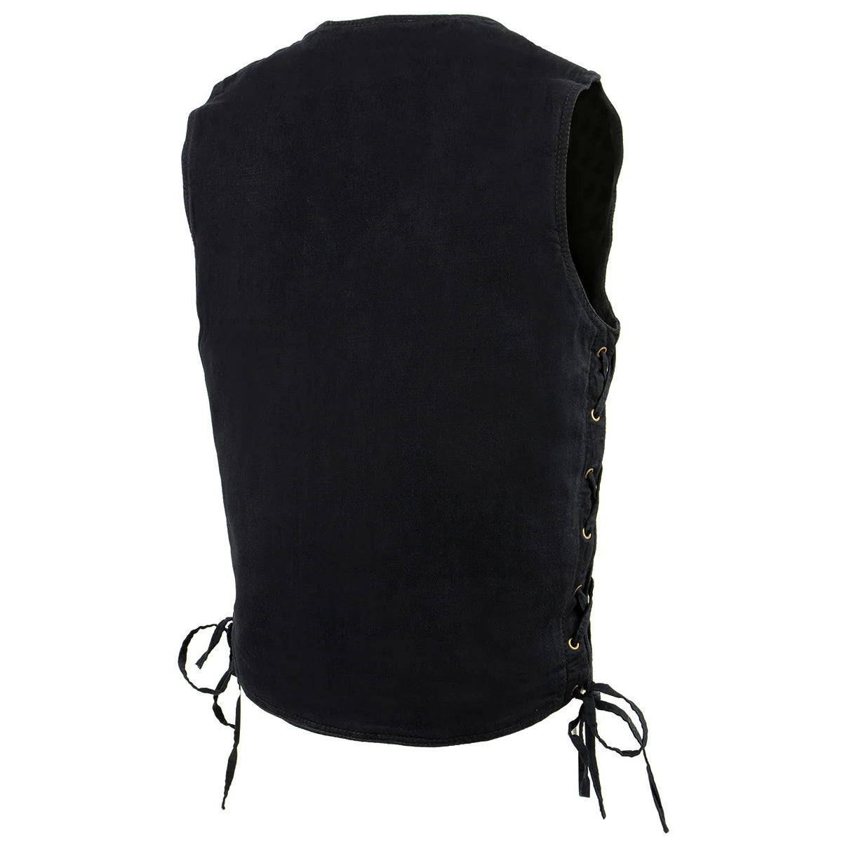 Men's Black Denim Classic Side Lace Snap Front Vest