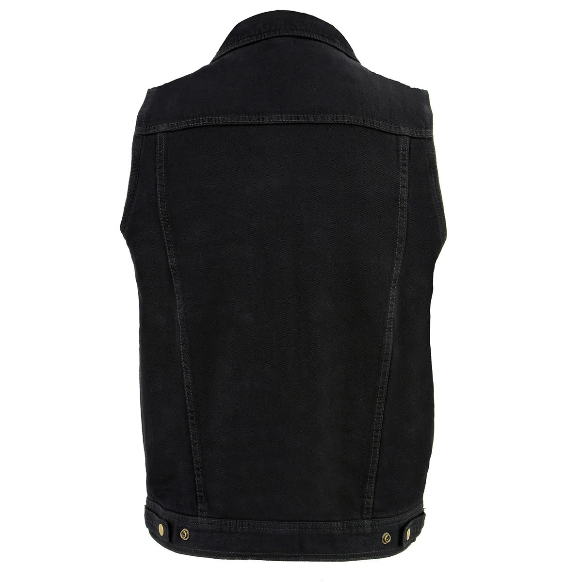 Men's Black Snap Front Denim Vest with Shirt Style Collar