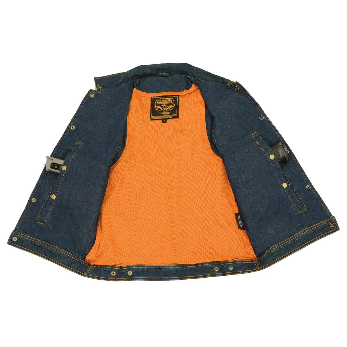 Men's Blue Snap Front Denim Vest with Shirt Collar