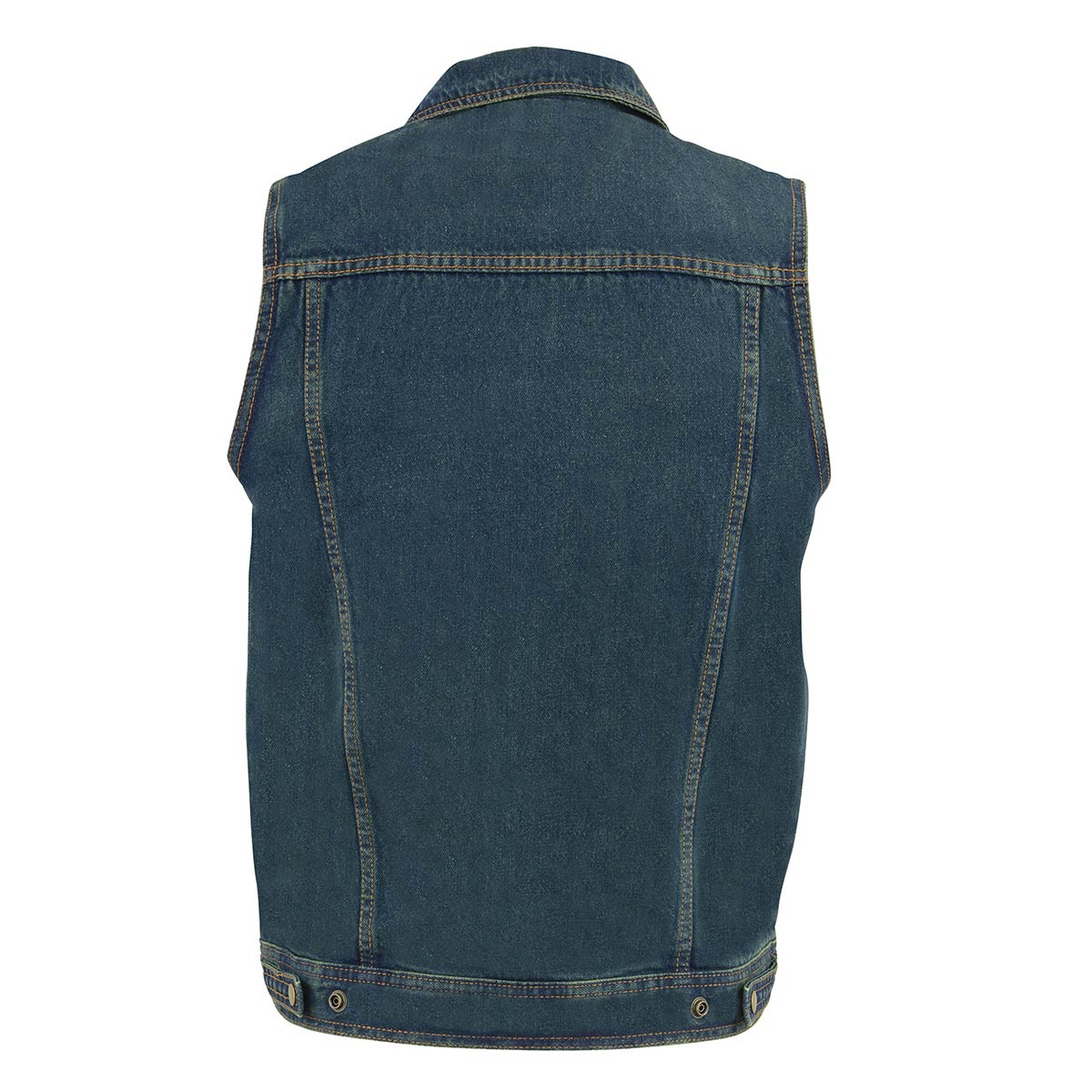 Men's Blue Snap Front Denim Vest with Shirt Collar