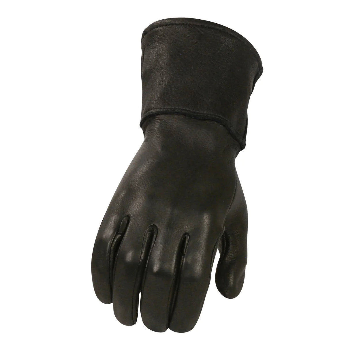 Men's Black Deerskin Leather Thermal Lined Gauntlet Gloves