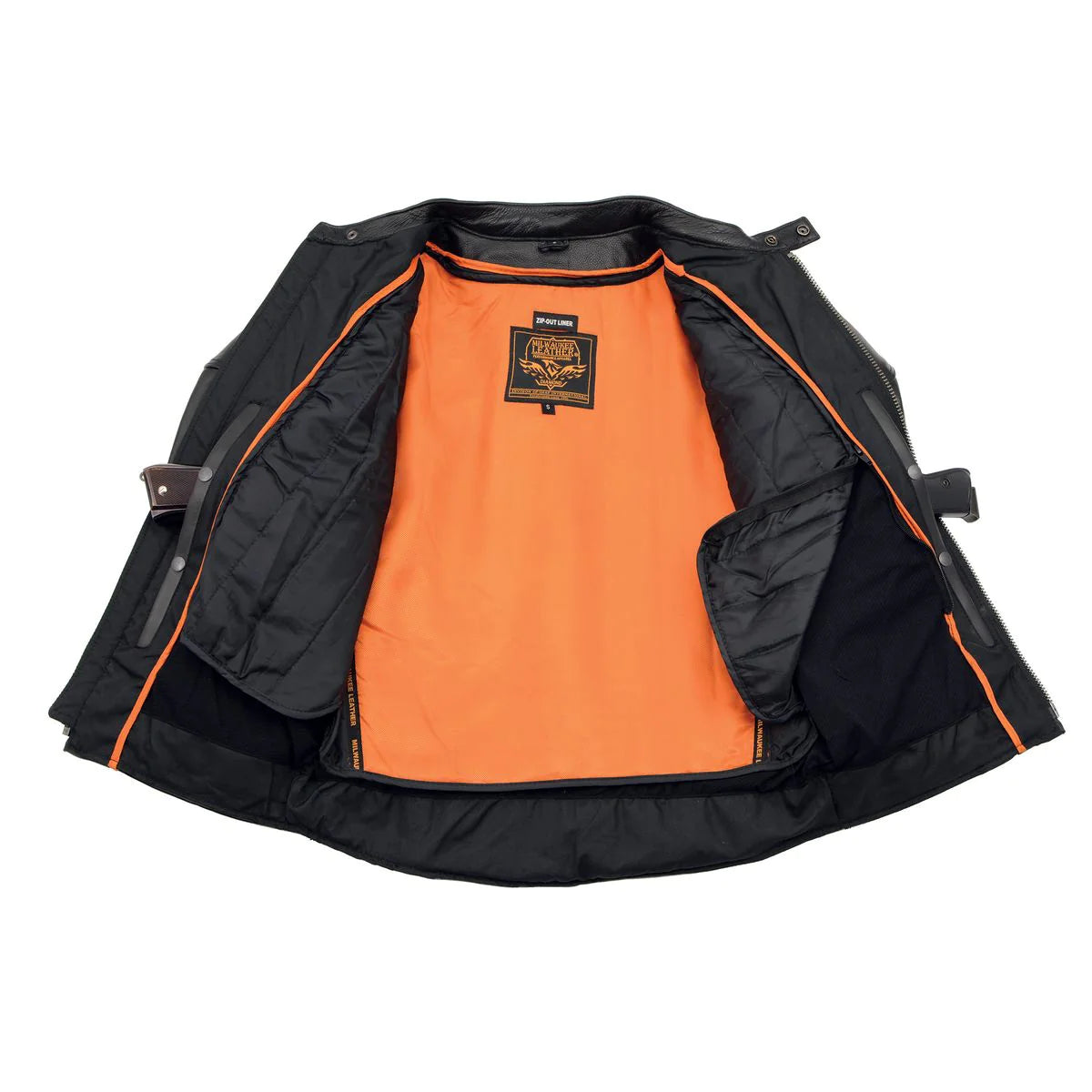 Men's Black Vented Scooter Leather Jacket with Side Laces