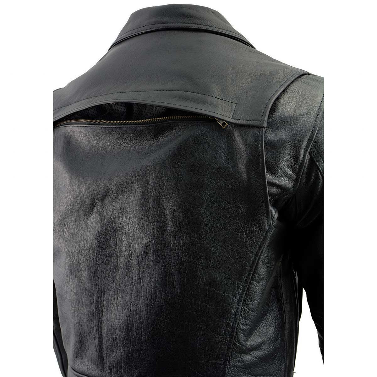 Black Genuine Leather Motorcycle Jacket for Men, 1.3mm Thick Police Style Biker Jacket