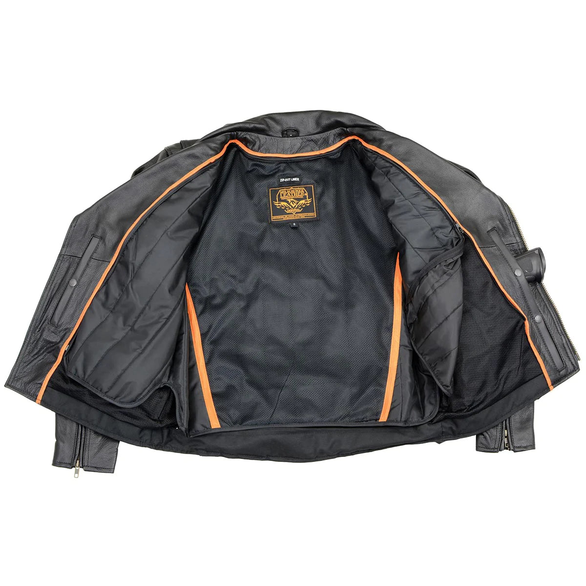 Black Genuine Leather Motorcycle Jacket for Men, 1.3mm Thick Police Style Biker Jacket