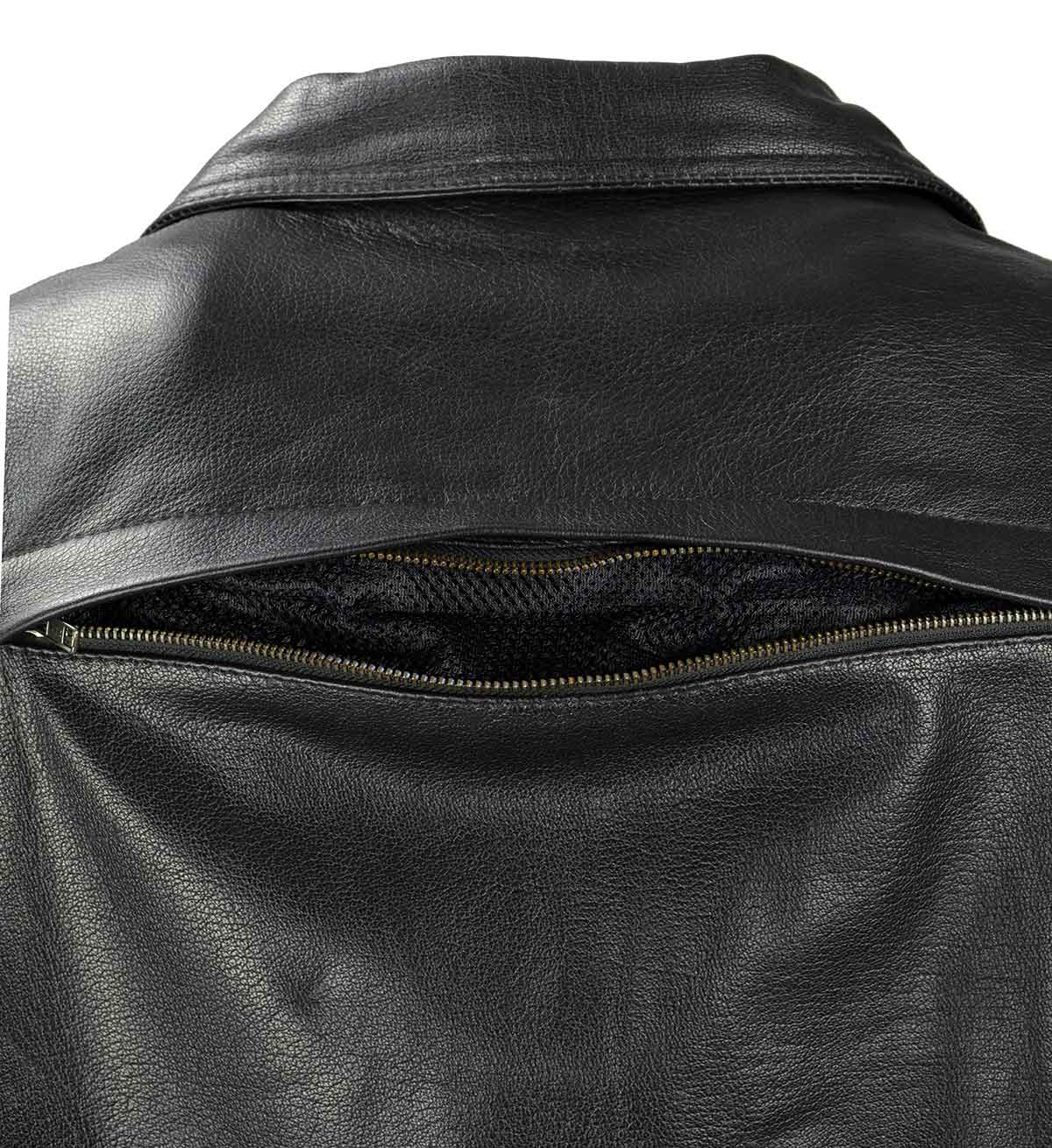 Black Genuine Leather Motorcycle Jacket for Men, 1.3mm Thick Police Style Biker Jacket