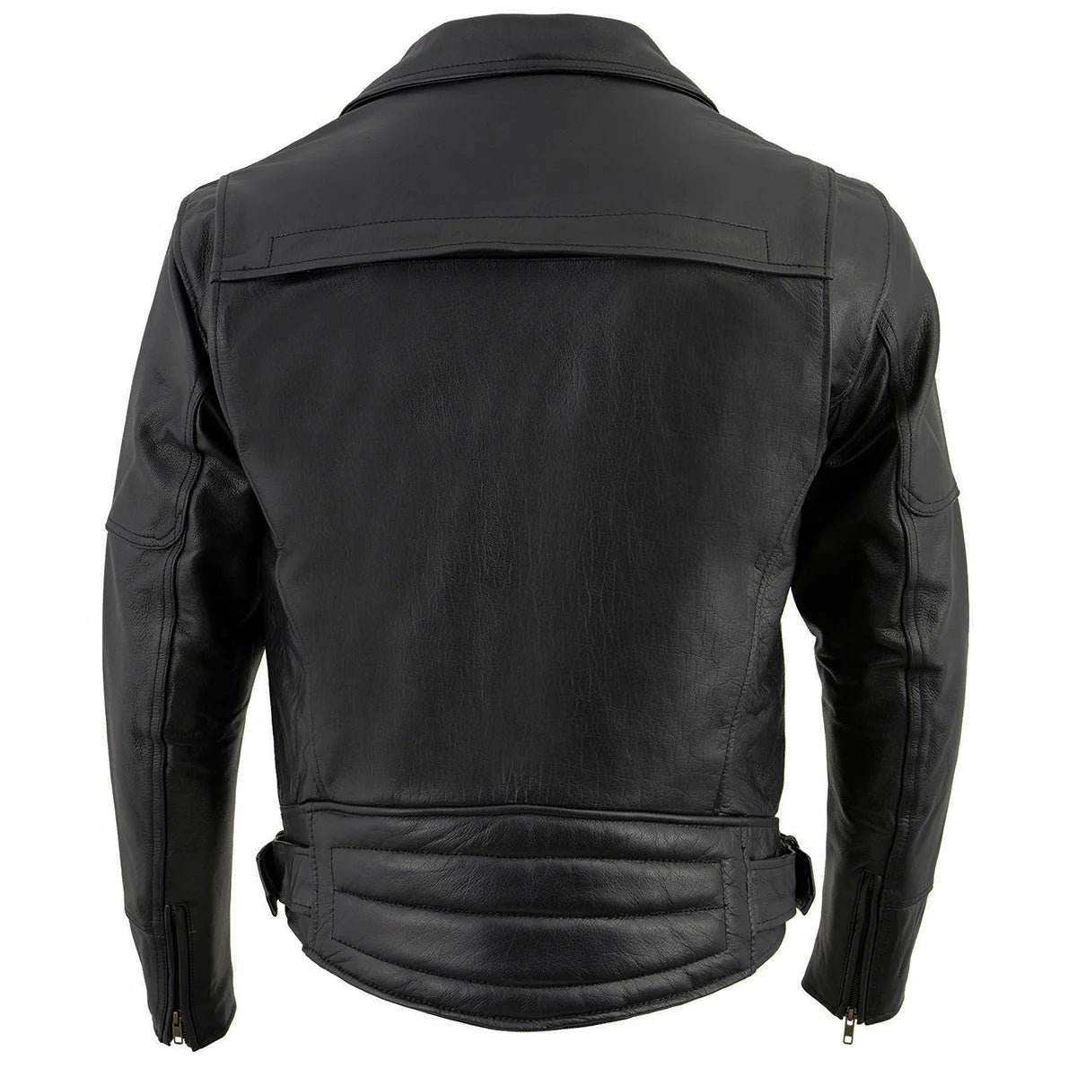 Black Genuine Leather Motorcycle Jacket for Men, 1.3mm Thick Police Style Biker Jacket