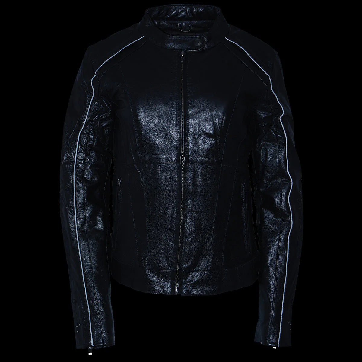 Women's Black 'Embroidered Wing and Stud Design' Leather Scooter Jacket