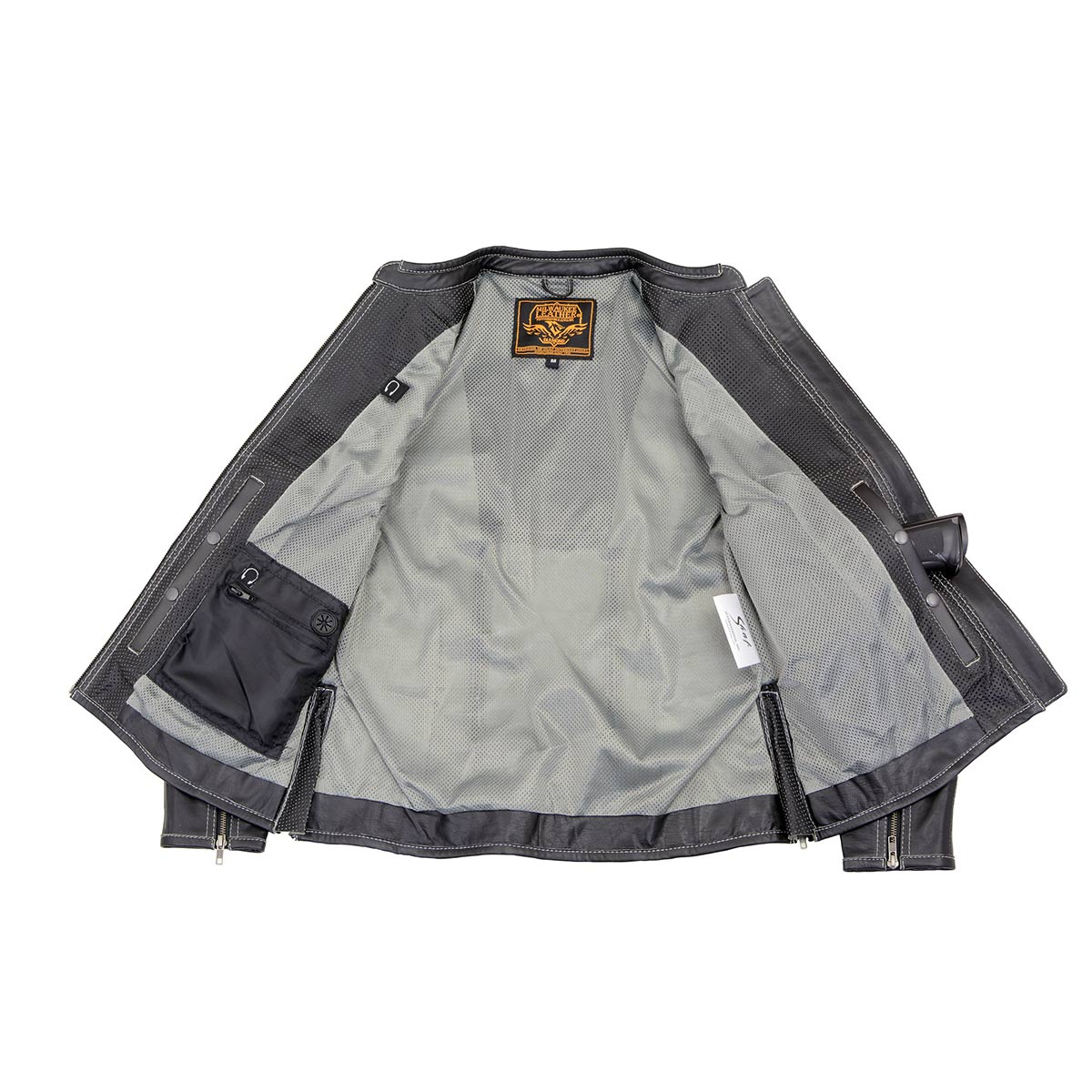 Women's 'Laser Cut' Distressed Black and Grey Scuba Style Racer Jacket