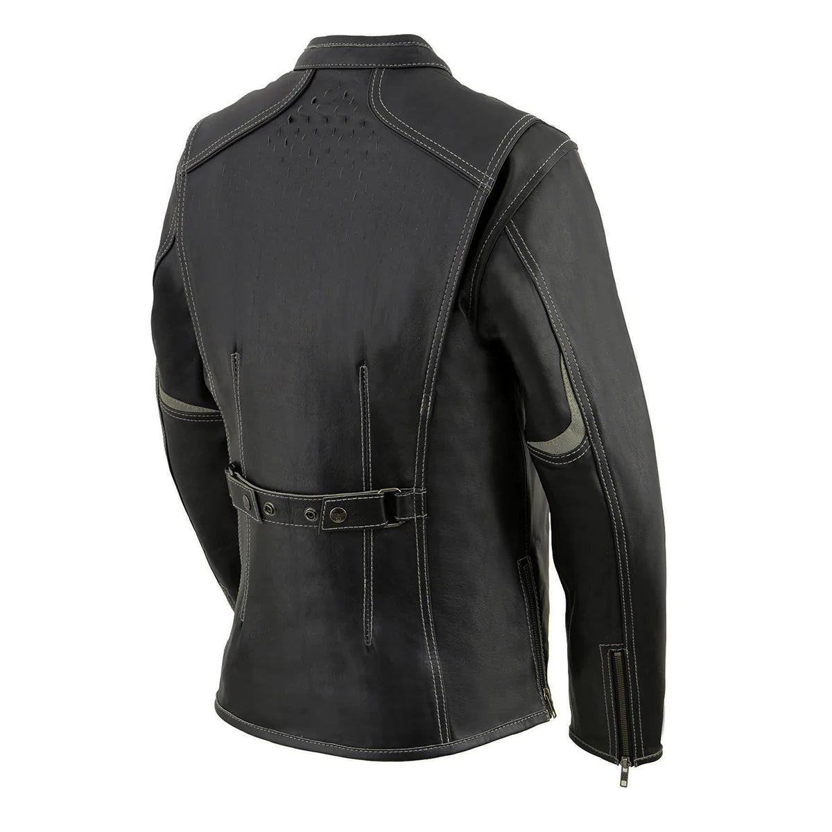 Women's 'Laser Cut' Distressed Black and Grey Scuba Style Racer Jacket