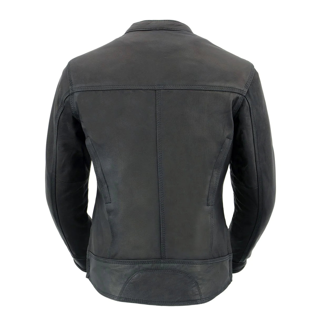 Women's Scooter Black Leather Vented Lightweight Triple Stitch Motorcycle Jacket