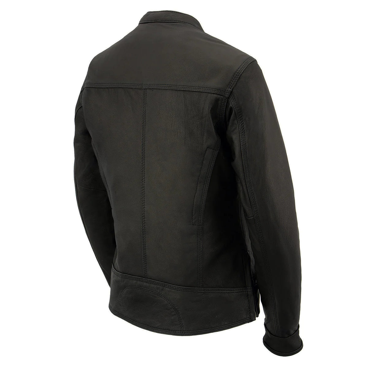 Women's Scooter Black Leather Vented Lightweight Triple Stitch Motorcycle Jacket